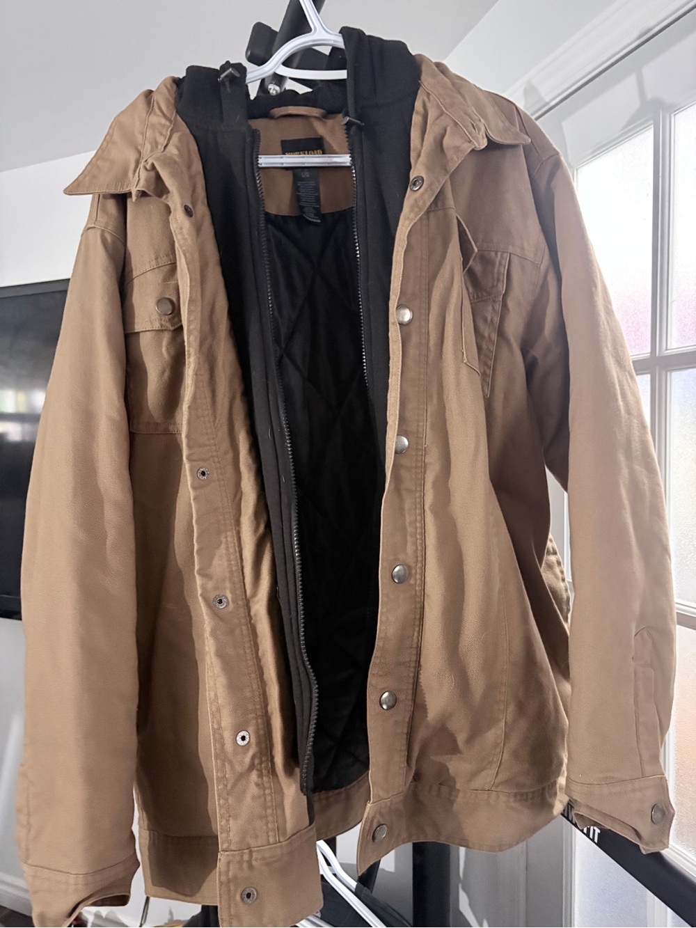 Men's Hooded Canvas Jacket in Tan